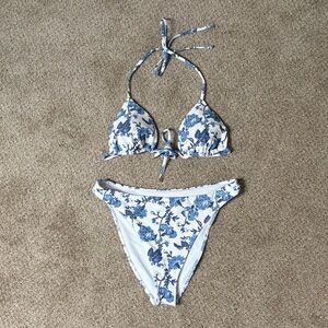 Abercrombie & Fitch Blue and White Floral Bikini